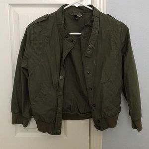 Military green crop jacket